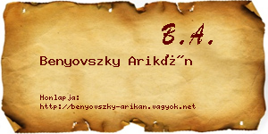 Benyovszky Arikán névjegykártya